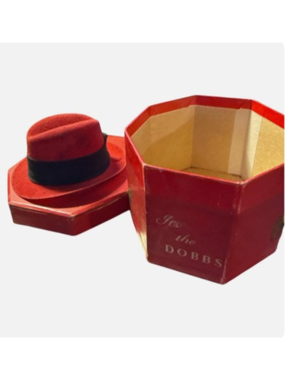 Vintage 1940's DOBBS Fifth Avenue Hats Salesman Sample Ladies Red Hat with Box